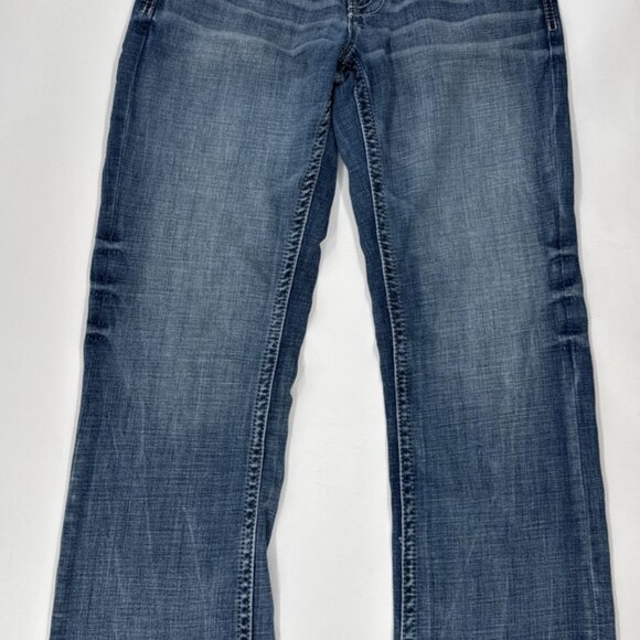 BKE Jeans Mens 30x32 Blue Jake Straight Contrast Stitch Whiskered Faded Stretch - Picture 1 of 10